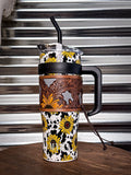 Myra Bag - Wide Wyoming - Tumbler - Yellow - Cow Print - Sunflower - Bronco Western Supply Co.