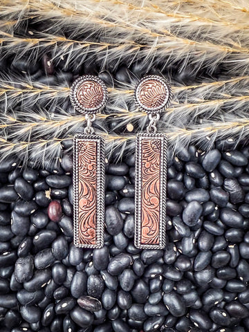 Out West - Bar Dangle Earrings - Copper - Western Jewelry - Earrings - Bronco Western Supply Co.