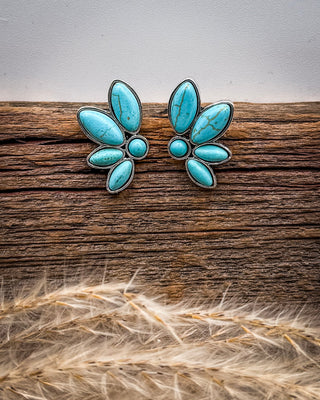 Solene Stud Earrings in Teal