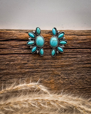 Sundial Stud Earrings in Teal