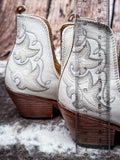 Myra Bag - La Ponderosa - Leather - Booties - Ivory - Footwear - Bronco Western Supply Co.