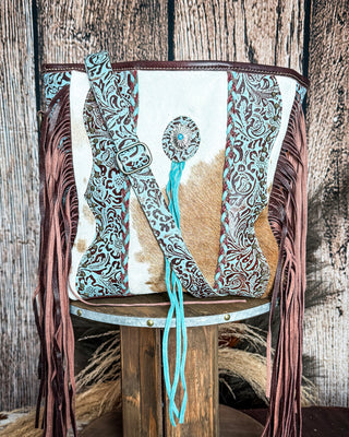 Dendrite Hairon Fringe Crossbody Bag by Myra Bag