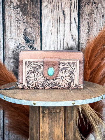 Honey - Tooled Leather - Wallet - Western Accessory - Ohlay Bags - Bronco Western Supply