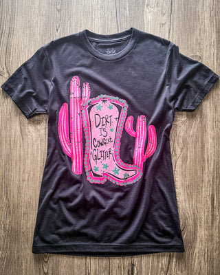 Dirt is Cowgirl Glitter Tee in Black