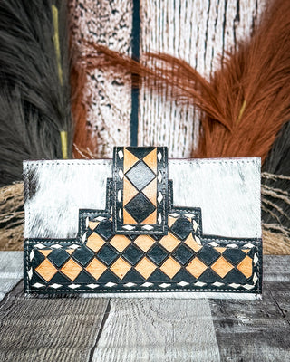 High Plains Checkered Leather and Hide Wallet in Black by Countryside Co.