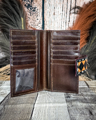 High Plains Checkered Leather and Hide Wallet in Black by Countryside Co.