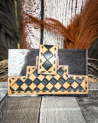 High Plains Checkered Leather and Hide Wallet in Brown by Countryside Co.