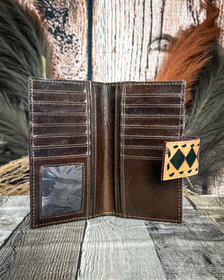 High Plains Checkered Leather and Hide Wallet in Brown by Countryside Co.