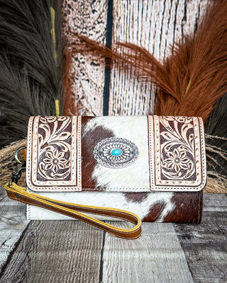 Concho & Hide Tooled Leather Wallet and Wristlet by Countryside Co.