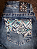 Grace in LA Easy Fit Women's Turquoise Boot Cut Jeans