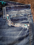 Grace in LA Easy Fit Women's Turquoise Boot Cut Jeans