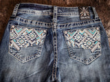 Grace in LA Easy Fit Women's Turquoise Boot Cut Jeans