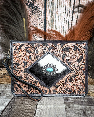 Sagebrush Tooled Leather Crossbody Bag and Wristlet by Countryside Co.