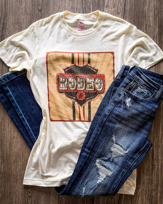 Rodeo Revival Rhinestone Graphic Tee in Cream