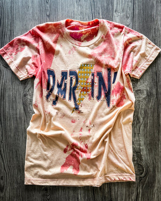 Hellbent Darlin Rhinestone Bleached Tee in Red