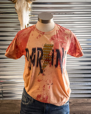 Hellbent Darlin Rhinestone Bleached Tee in Red