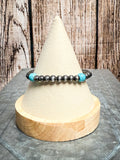 Simple turquoise and Navajo pearl stretch bracelet – rustic Western stacker