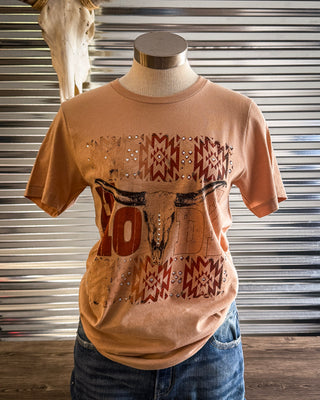 Rowdy Howdy Rhinestone Graphic Tee in Sand