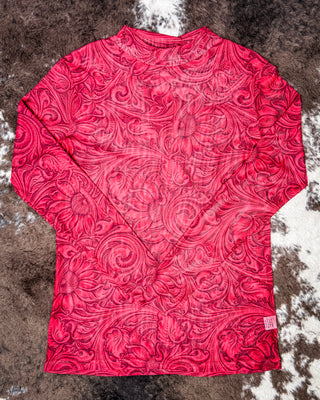 Tooled in Red Mesh Top by Sterling Kreek