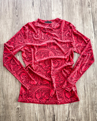 Tooled in Red Mesh Top by Sterling Kreek
