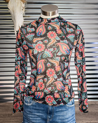 Painted Bloom Mesh Top by Sterling Kreek