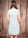 Back view of Desert Skies Sleeveless Aztec Print Dress by Lucky & Blessed with Aztec pattern.
