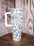 Tribal print tumbler with western cowboy artwork