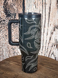 Western tumbler with Lucky & Blessed logo.

