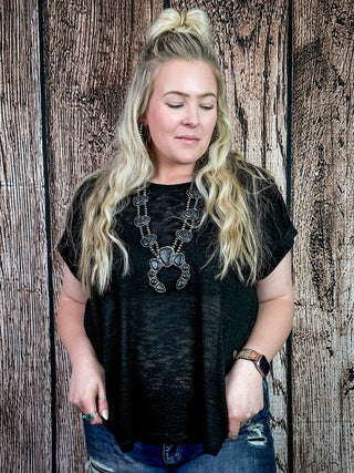 Sienna Drift Short Sleeved Hacci Tee in Black