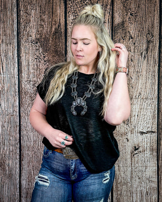 Sienna Drift Short Sleeved Hacci Tee in Black