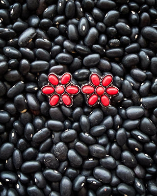 Desert Daisy Stud Earrings in Red