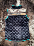 Zip Me Up Quilted Velvet and Aztec Print Vest