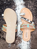 Myra Bag - LaDonna Trail Sandal in Turquoise – Tooled Leather & Hide