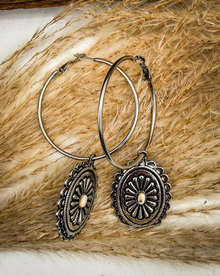 Calypso Concho Hoop Earrings in Cream