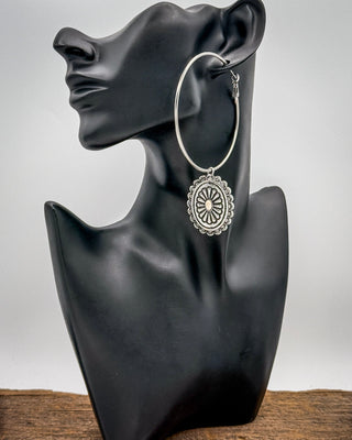 Calypso Concho Hoop Earrings in Cream