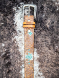 Close up of belt buckle on the Dyani Hooey Belt