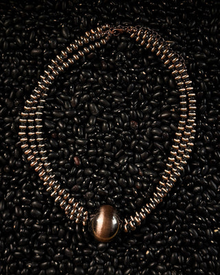 Lennox Layered Bead Fashion Necklace in Copper