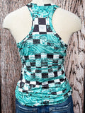 Back view of tank top on a mannequin
