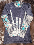 Flat lay of mesh top and a graphic tee