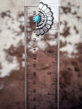 Earring shown on ruler for size