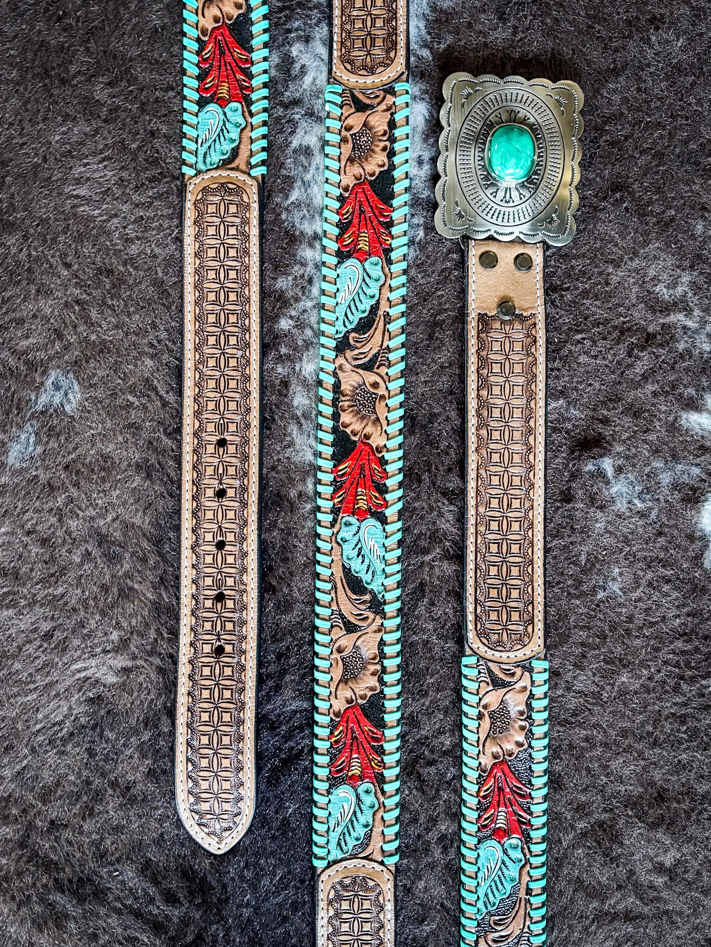 VIRGINIA VARINELLI PORTOFINOVERDE 関税送料込 Myra Bag - Tropical Forest Hand-Tooled Concho Belt