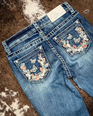 Marisol Prickly Pear Easy Bootcut Jeans in Medium Wash by Grace in LA
