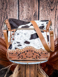 Myra Bag - Genetic Hand Tooled Hair on Hide Bag
