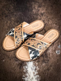 Myra Bag - Chappy - Western - Hand-Tooled - Hair On Hide - Sandals - Bronco Western Supply Co.