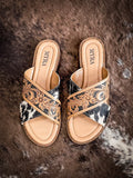 Myra Bag - Chappy - Western - Hand-Tooled - Hair On Hide - Sandals - Bronco Western Supply Co.