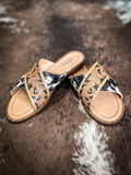 Myra Bag - Chappy - Western - Hand-Tooled - Hair On Hide - Sandals - Bronco Western Supply Co.