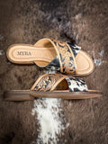 Myra Bag - Chappy - Western - Hand-Tooled - Hair On Hide - Sandals - Bronco Western Supply Co.