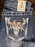 Grace in LA Easy Fit Women's Longhorn Lily Boot Cut Jeans