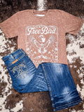 Styled flat lay of the Free Bird Graphic Tee with Cowgirl Tuff Jeans.