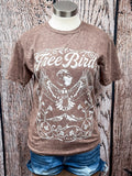Mannequin wearing jean shorts and the Free Bird Graphic Tee. 